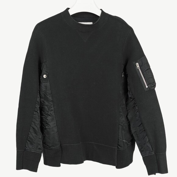 Sacai Black Cotton Sponge Sweat MA-1 Pullover - Picture 2 of 13